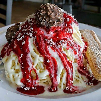 They made the gelato look like a plate of spaghetti and Meatballs