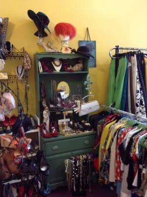 Everything from hand-made and one-of-a-kind jewelry, pictures, hand mirrors, hats, accessories to unique clothing.