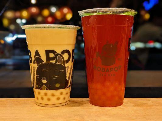 Jasmine Green Milk Tea & Raspberry Green Tea