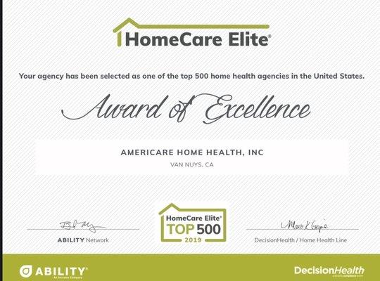 2019 HomeCare Elite Top 500 Agency