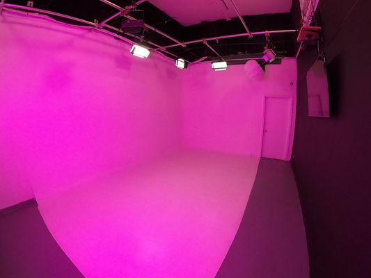 RGB light check what color did you need the studio to be again. MainStream Ent Hollywood Soundstage Booking now.