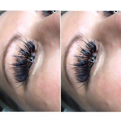 Mermaid wet look eyelash extensions.  Text or call (626) 824-2674 for appointment booking information.  instagram.com/VirginiaValverde