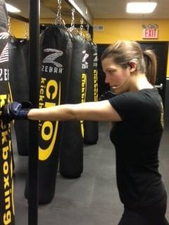 Gineen practicing her jab! Long and straight, from the chin back to the chin!