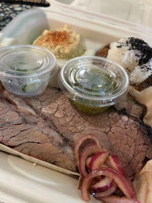 Brisket, rice, beans and sides!