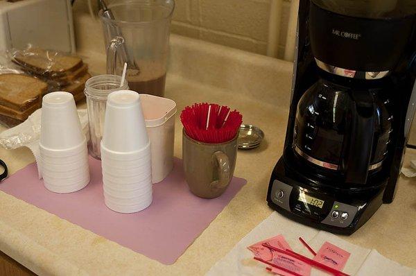 We offer coffee, tea & a snack in the morning to help start your day.