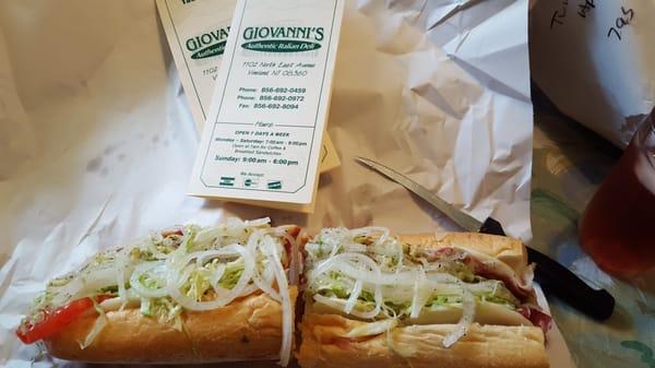 One awesome Italian Hoagie with all imported Deli Meats and Cheeses