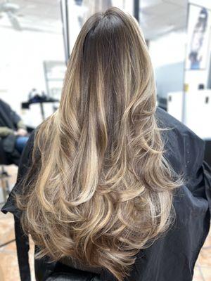 beige balayage + haircut