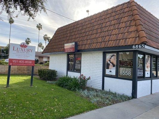 Luxury Health Spa on 6863 Brockton Ave ，Riverside，CA92506（next to Coldwell Banker）