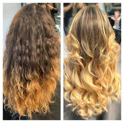 Hair by Sienna Horton before and after.