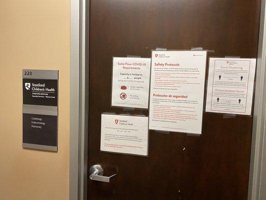 Entrance to the office with COVID protocols