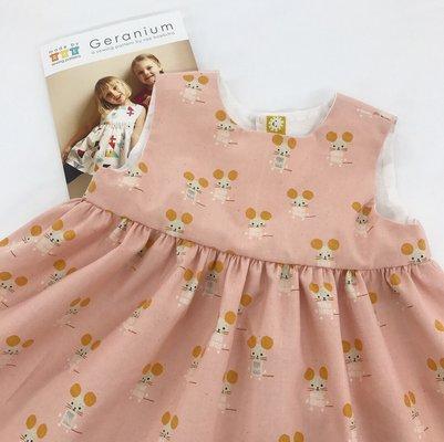 Geranium Dress made with Cotton+Steel fabric