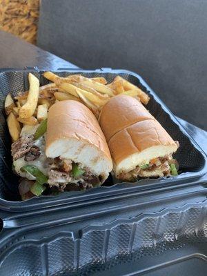 Cheesesteak with fries