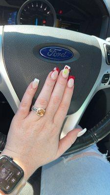 Cherry French tip nails