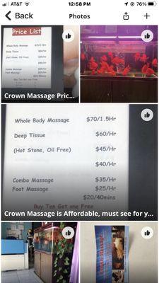 Price List,Foot & Body Massage.Combination of Sample $40. 90 minutes