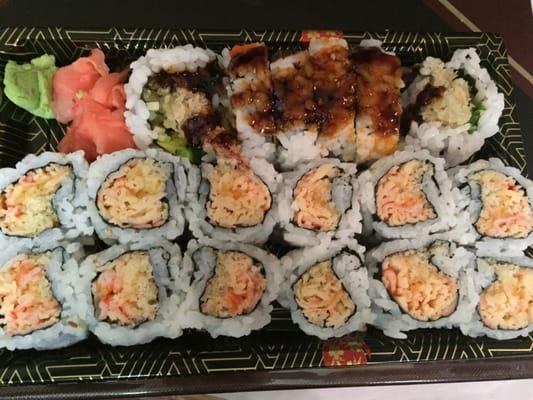 Two spicy crab rolls and a shrimp tempura roll. Delicious!!!