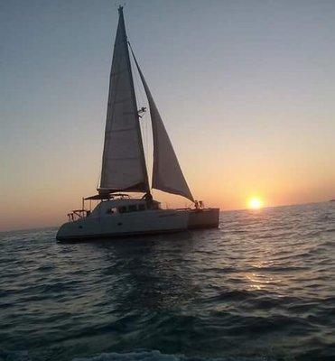 Sunset sailing on the Stray Cat,Key West FL