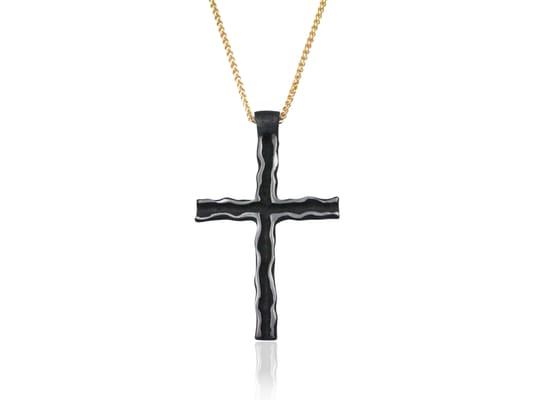 Oyster Cross Pendant, Oxidized Cobalt Chrome.