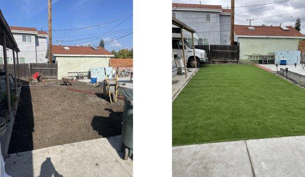 Artificial Turf Installation Before and After