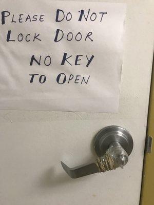 Please get a new door, this is not a good look for an exam room that opens directly into a waiting room.