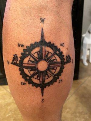 Daddy/Daughter tattoos:  We chose a compass and I used a bicycle chainring on mine.  The Robin and Butterfly are for my wife and my daughter