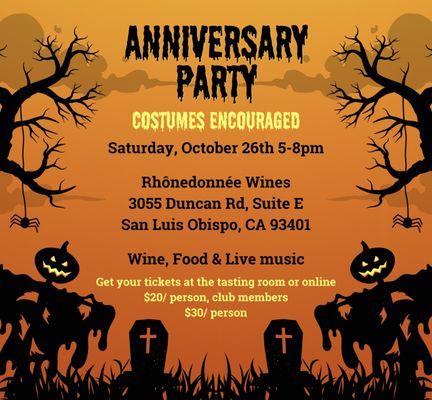 October 26, 2024! Anniversary party & fall wine release