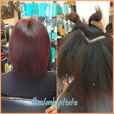 Natural hair cut,silk out, Keratin Smoothing, & color by Cheryl .