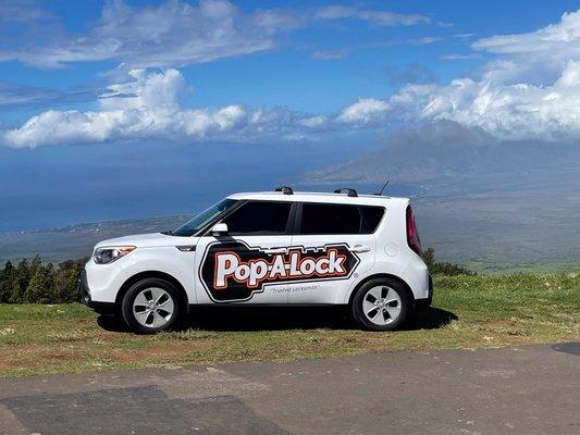 Pop-A-Lock, with the Maui backdrop!