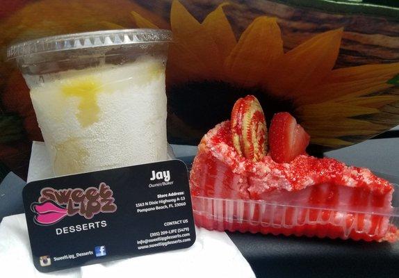 Pineapple frozen drink & Strawberry cheesecake