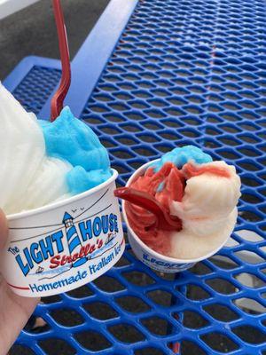 Lemon and blue raspberry! Cherry, blue raspberry and peach!