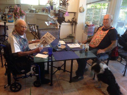 Mr. G and and Robert aka Slim enjoying breakfast,