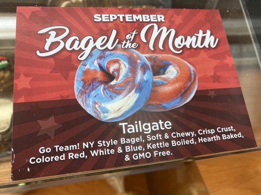 Bagel of the month... they also sell the usual assortment of plain sesame and everything