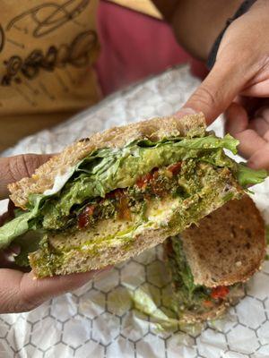 Baked tofu sandwich with avocado