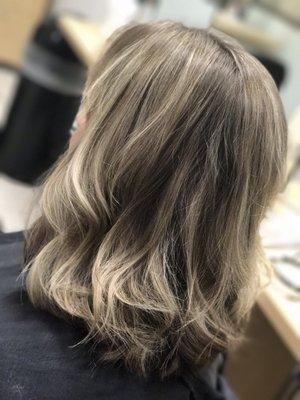 Ash blonde with medium textured layers, by Camille, Designer Stylist