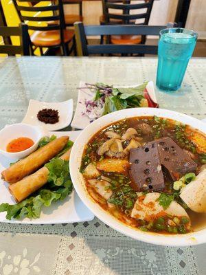 Bun bo hue and eggrolls