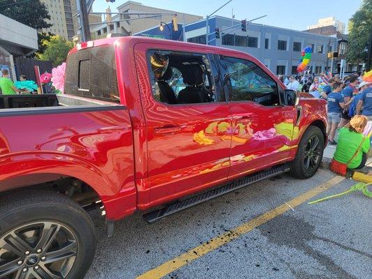 Another truck busted windows