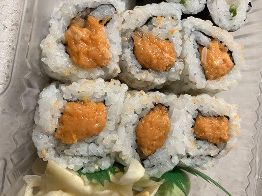 Spicy Salmon Roll close-up. Cut a bit too thick for me.