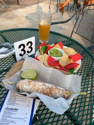 Elote and Guac & chips