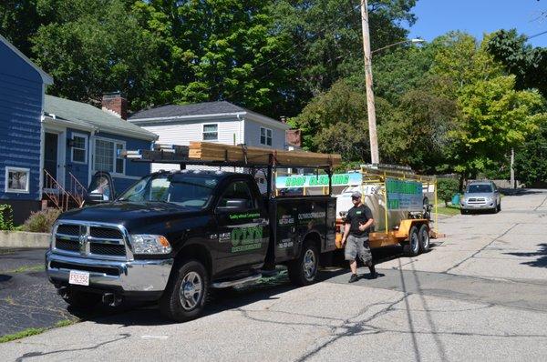 O'LYN Roofing truck equipped with all the necessities for a successful roof replacement.