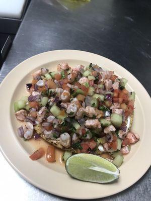 Best tostada of shrimp