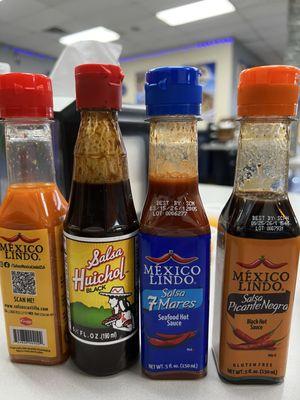 different spice levels of sauce to choose from