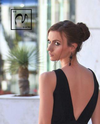 Alexandra at Bahar & Reza trunk show. Hair updo by Marjan