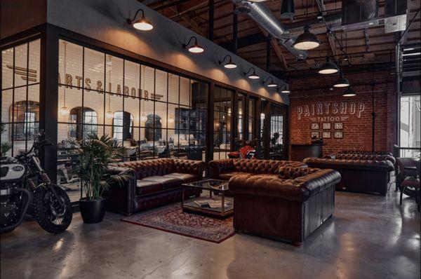 Our barbershop is located inside The Bike Shed Moto Co. building in the exciting Arts District, DTLA.