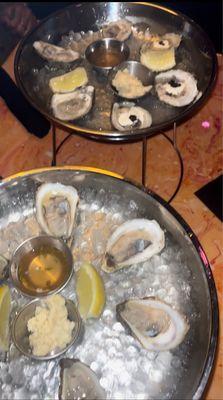 Oysters and some with caviar