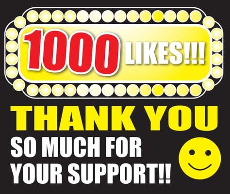 As of 12/2013 we hit 1000 likes on our Facebook Page. Thank you