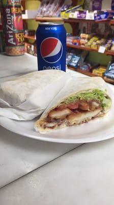 The Will Wrap: Chicken Fingers, Lettuce, Tomatoes, Pepperjack Cheese, Bacon, Ranch, Mayo, and Ketchup inside a Wrap (Flour or Whole Wheat)