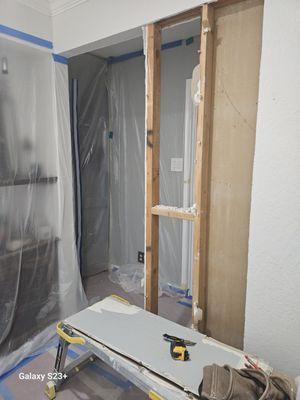 Starting point to remove 24 inches of wall to widen entry way