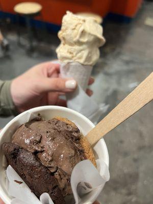 Chocolate Chocolate Chocolate ice cream sandwich & earl grey & shortbread ice cream