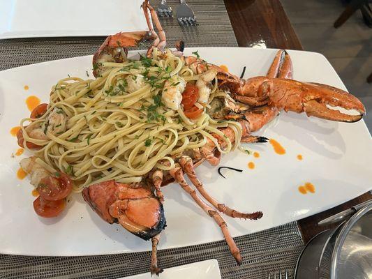 Whole Maine Lobster and Shrimp Linguine