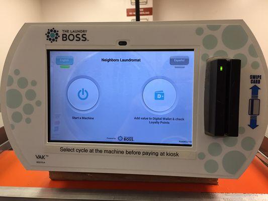 Payment kiosk accepts credit card payments that will start your machine