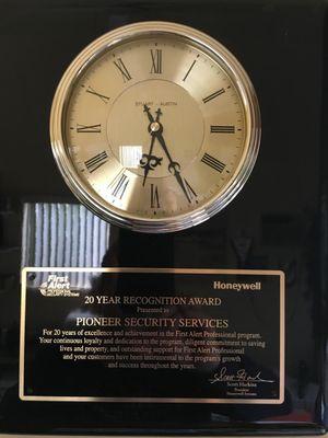 20 year recognition award from Honeywell